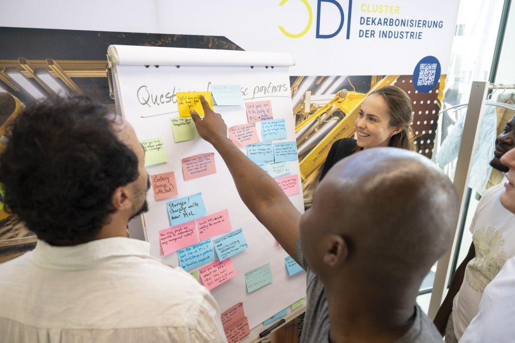 Studierende vor einem Whiteboard